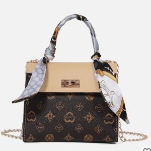 Elegant Brown and Cream Fun Small Crossbody New + Purse Charm